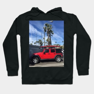 Red Jeep in Santa Barbara Hoodie